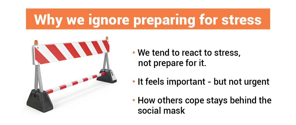 a graphic depicting why we ignore stress management strategies